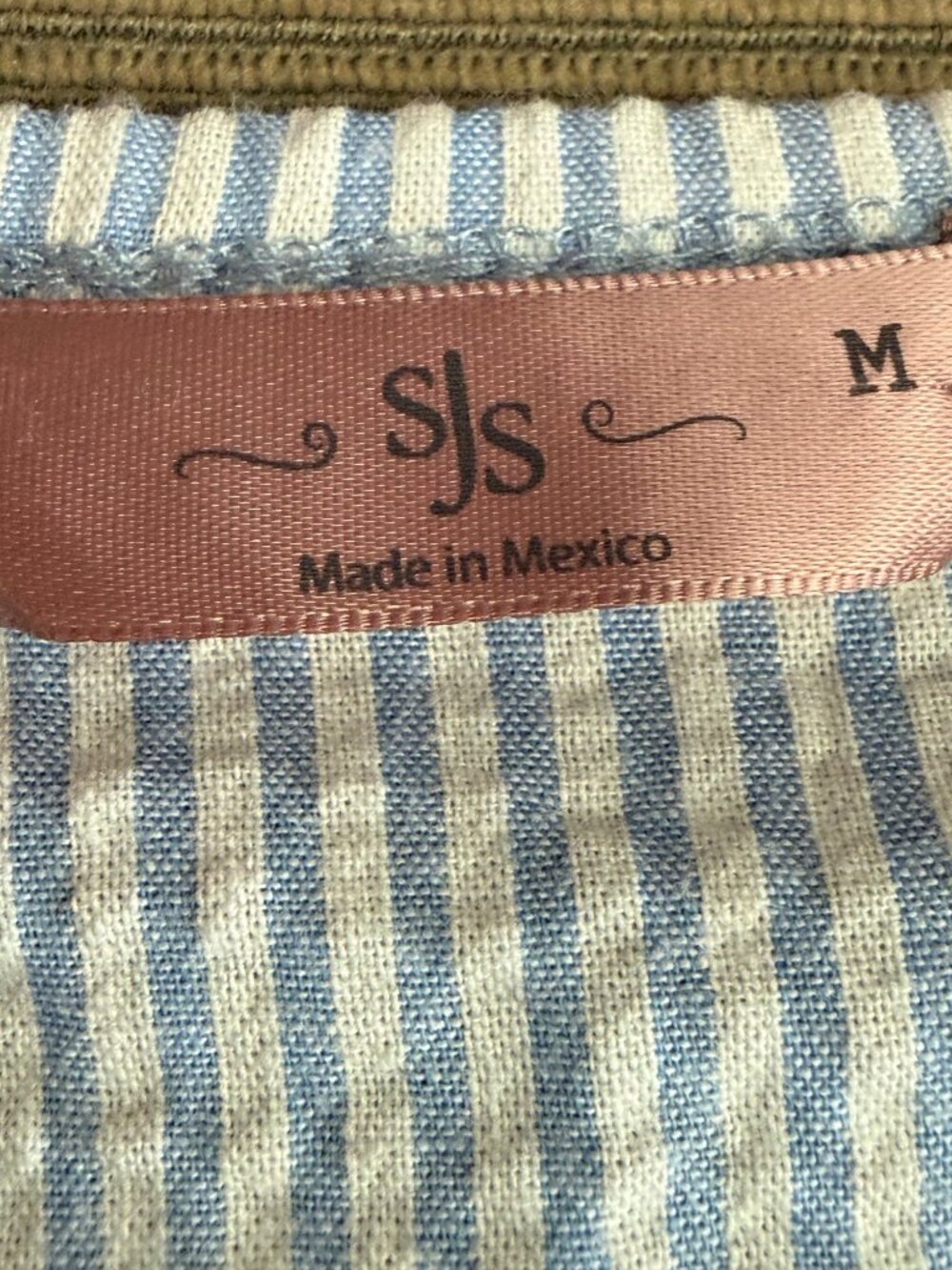 Blue & White Striped Off-Shoulder Top With Floral Embroidery Ruffle Sleeves SJS - Picture 4 of 8